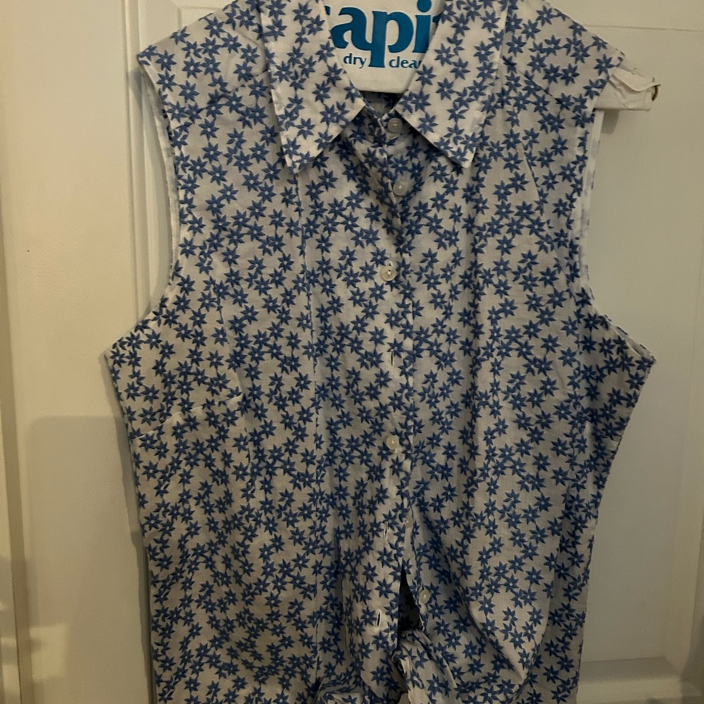 Talbots Blue and White Floral Button Down Shirt